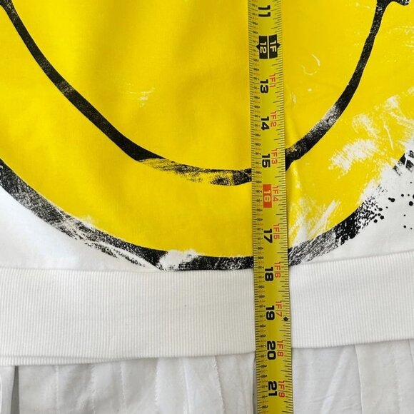 DESIGUAL Amazonas White Smiley Sweatshirt Rave Culture Cropped Relaxed Sz L NWT - Picture 12 of 13